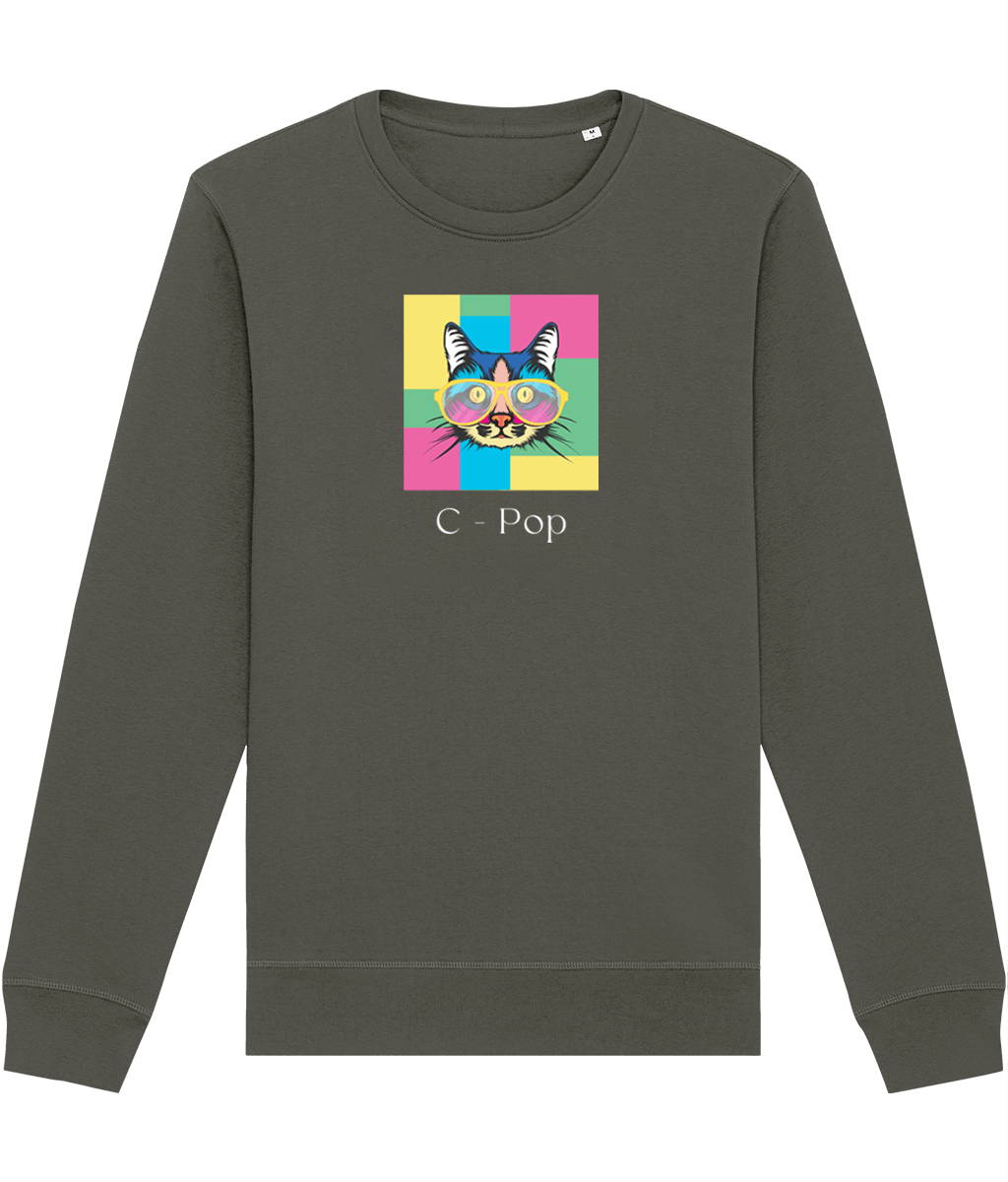 Organic Cotton 'C-Pop' Funny Cat Sweatshirt - Cat Sweatshirt