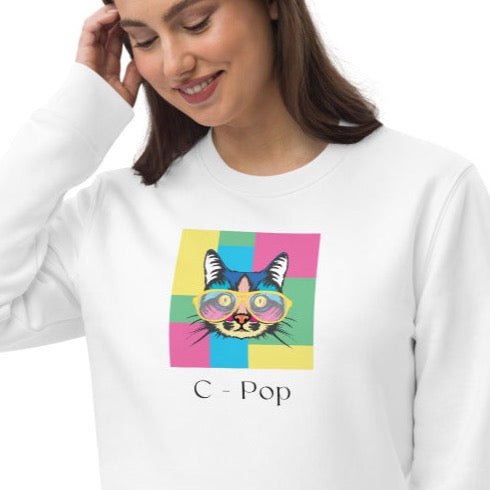 Organic Cotton 'C-Pop' Funny Cat Sweatshirt - Cat Sweatshirt