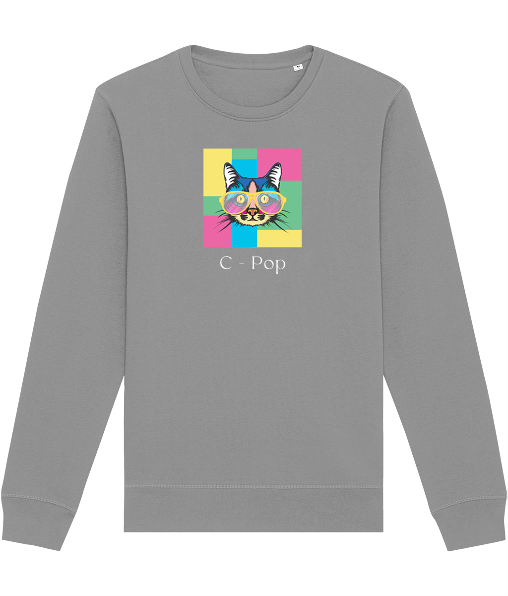 Organic Cotton 'C-Pop' Funny Cat Sweatshirt - Cat Sweatshirt