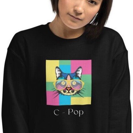 Organic Cotton 'C-Pop' Funny Cat Sweatshirt - Cat Sweatshirt