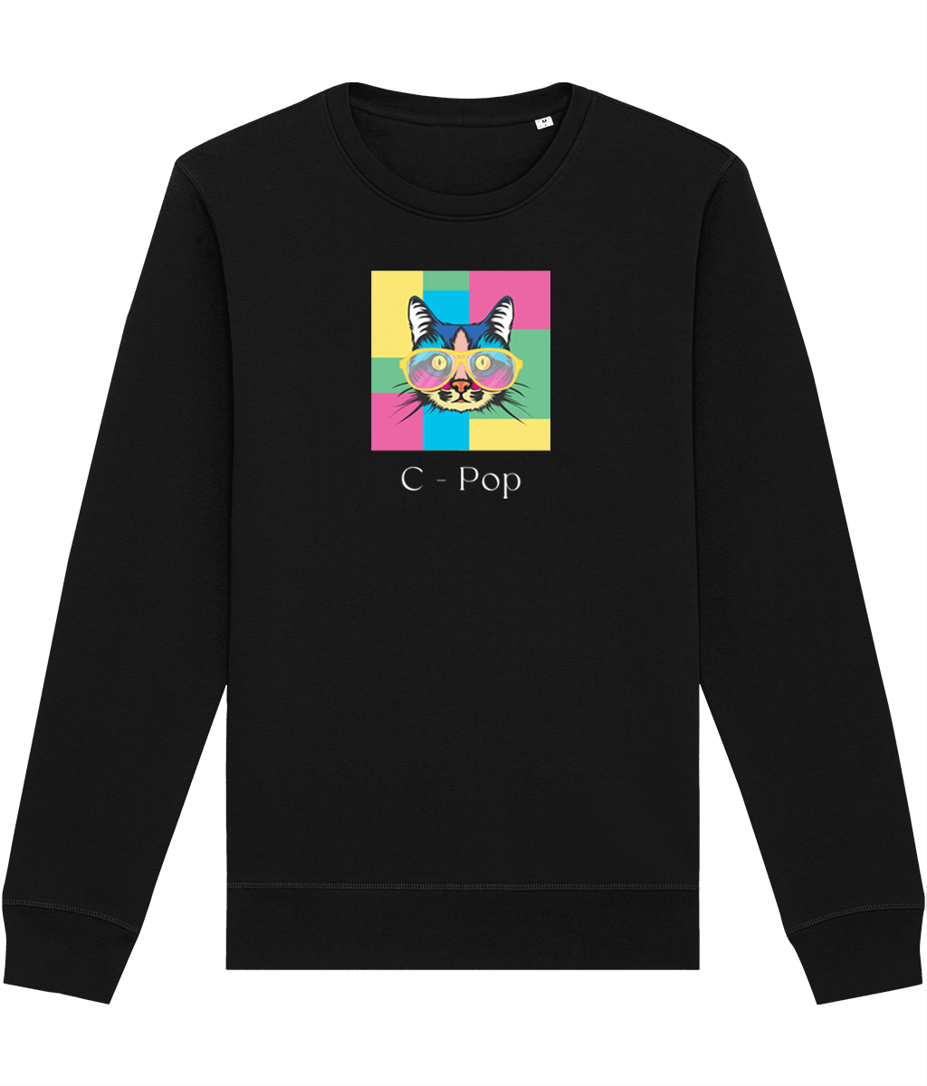 Organic Cotton 'C-Pop' Funny Cat Sweatshirt - Cat Sweatshirt