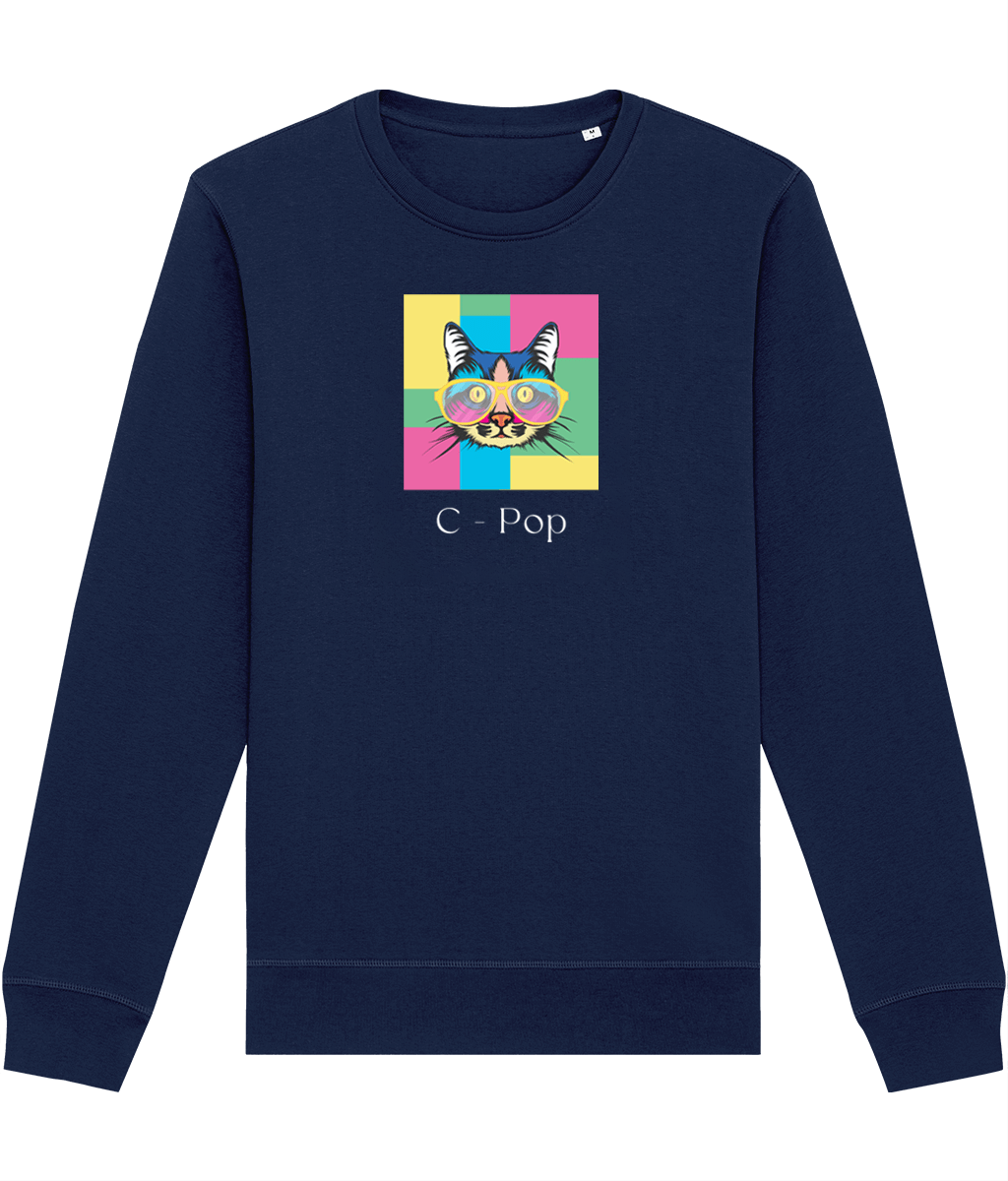 Organic Cotton 'C-Pop' Funny Cat Sweatshirt - Cat Sweatshirt