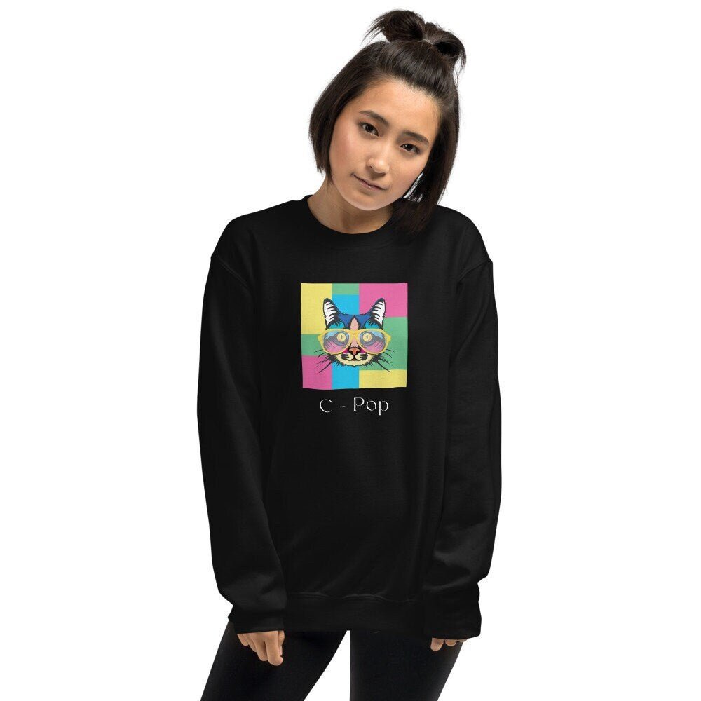 Organic Cotton 'C-Pop' Funny Cat Sweatshirt - Cat Sweatshirt