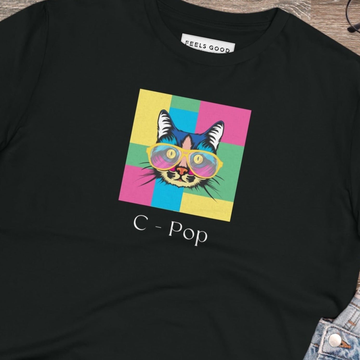 Organic Cotton 'C-Pop' Funny Cat T-shirt - Fun Cat T shirt