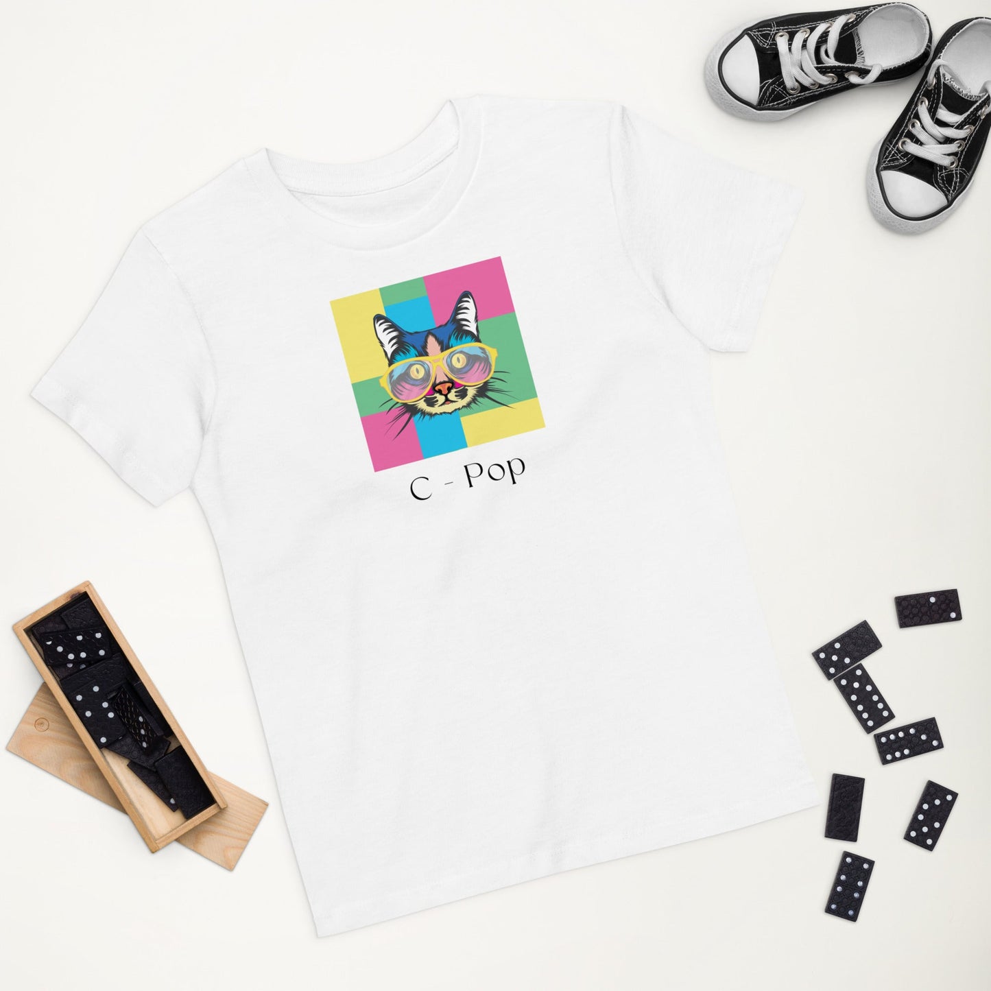 Organic Cotton 'C-Pop' Kids Funny Cat T-shirt - Funny Animal Shirt