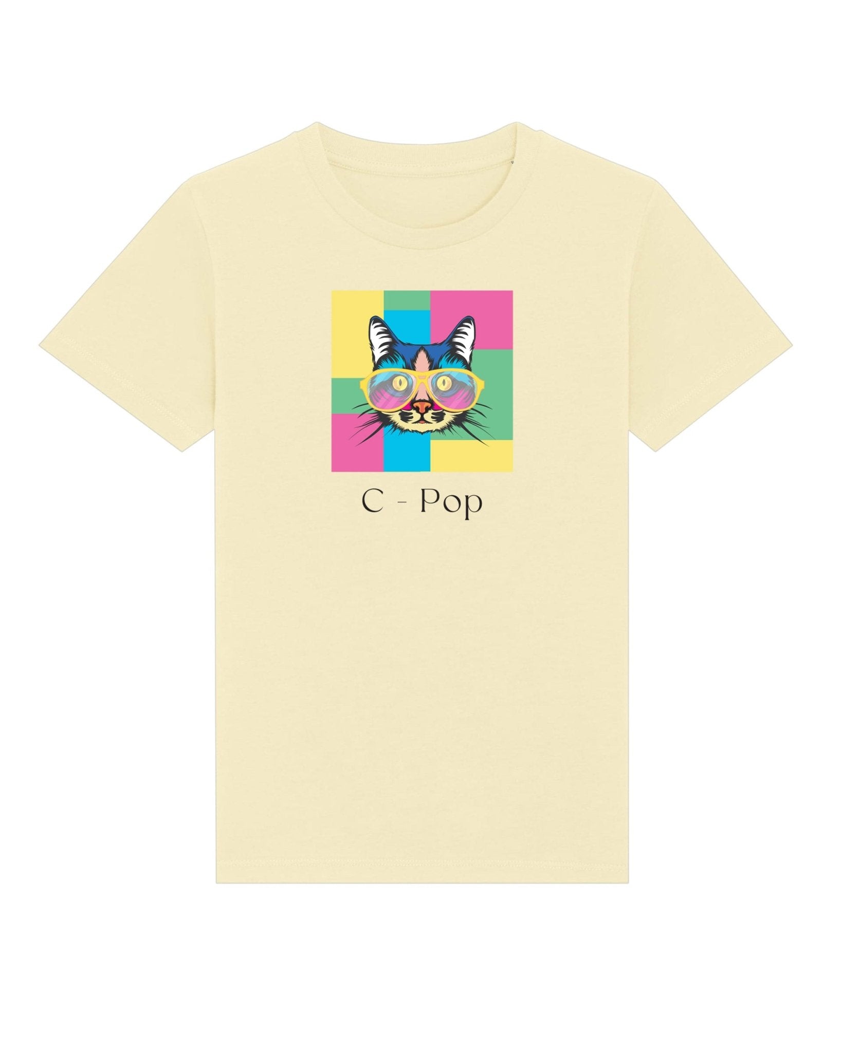Organic Cotton 'C-Pop' Kids Funny Cat T-shirt - Funny Animal Shirt