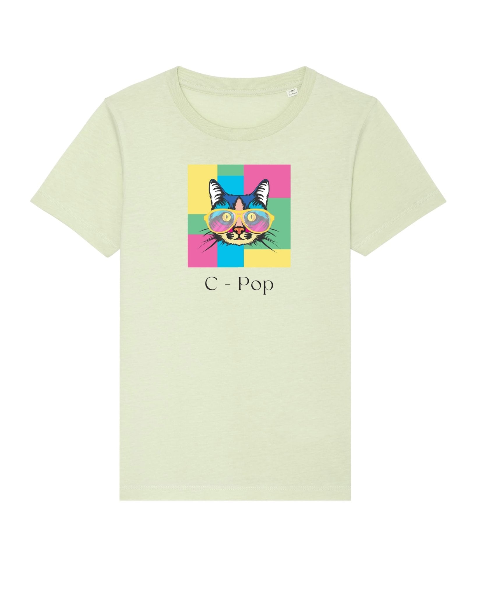 Organic Cotton 'C-Pop' Kids Funny Cat T-shirt - Funny Animal Shirt