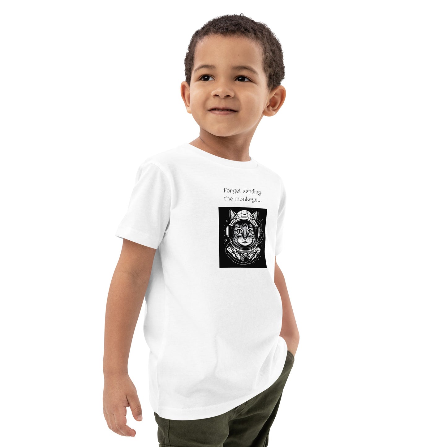 Organic Cotton 'Cat Astronaut' Kids Funny Cat T-shirt - Funny Animal Shirt