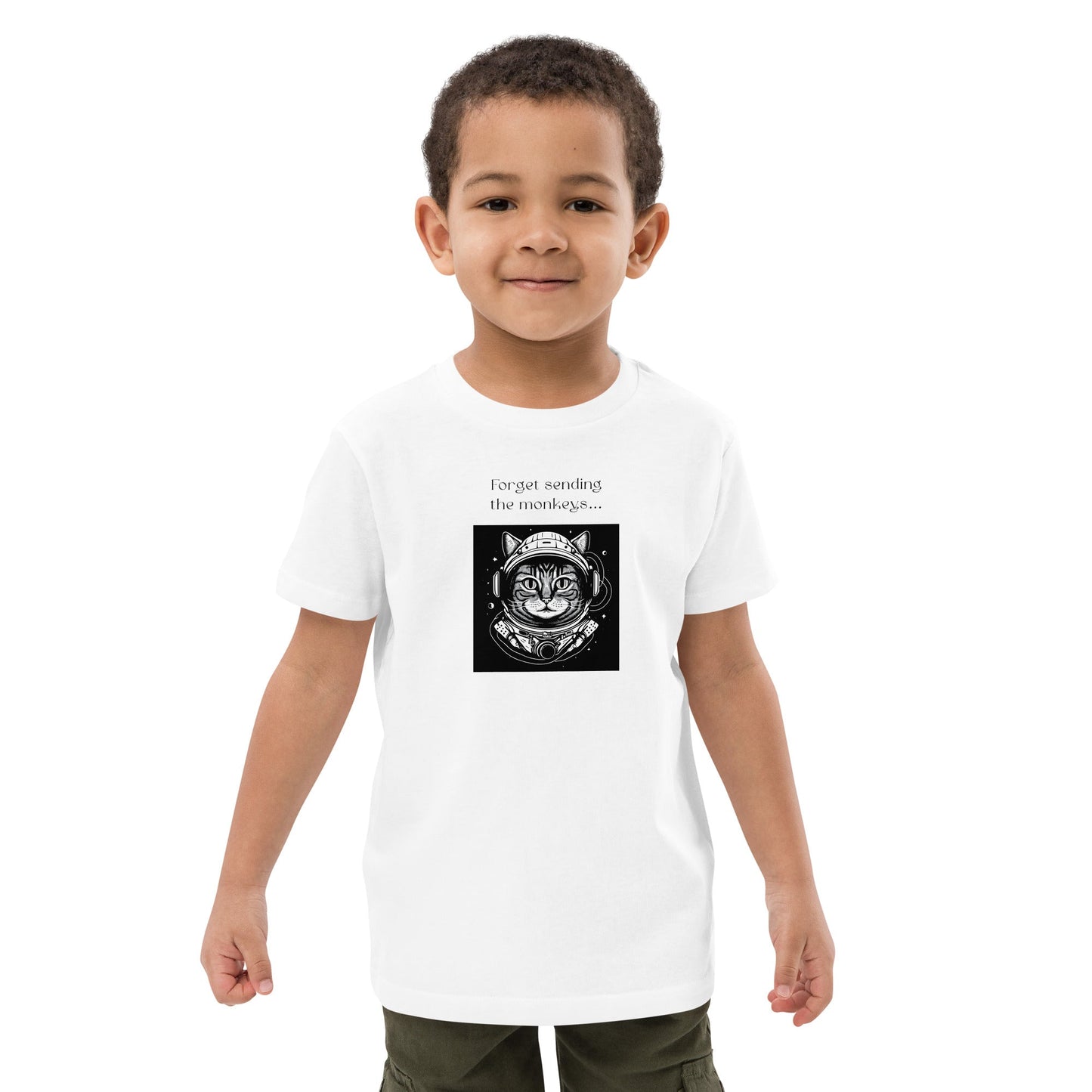 Organic Cotton 'Cat Astronaut' Kids Funny Cat T-shirt - Funny Animal Shirt