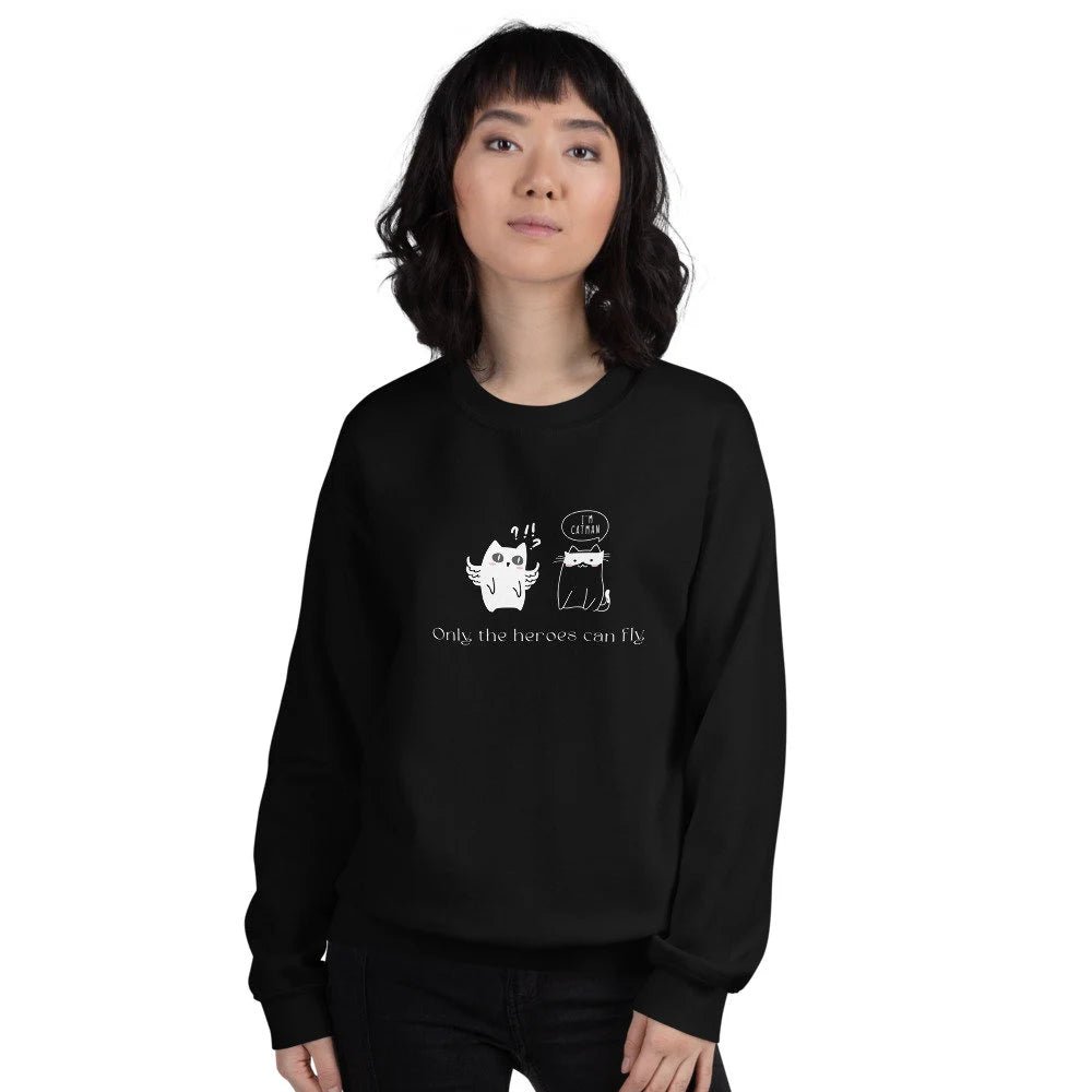 Organic Cotton 'Cat Heroes' Funny Cat Sweatshirt - Cat Sweatshirt