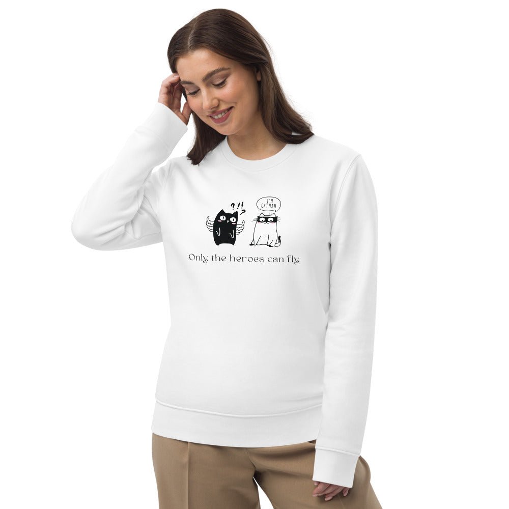 Organic Cotton 'Cat Heroes' Funny Cat Sweatshirt - Cat Sweatshirt