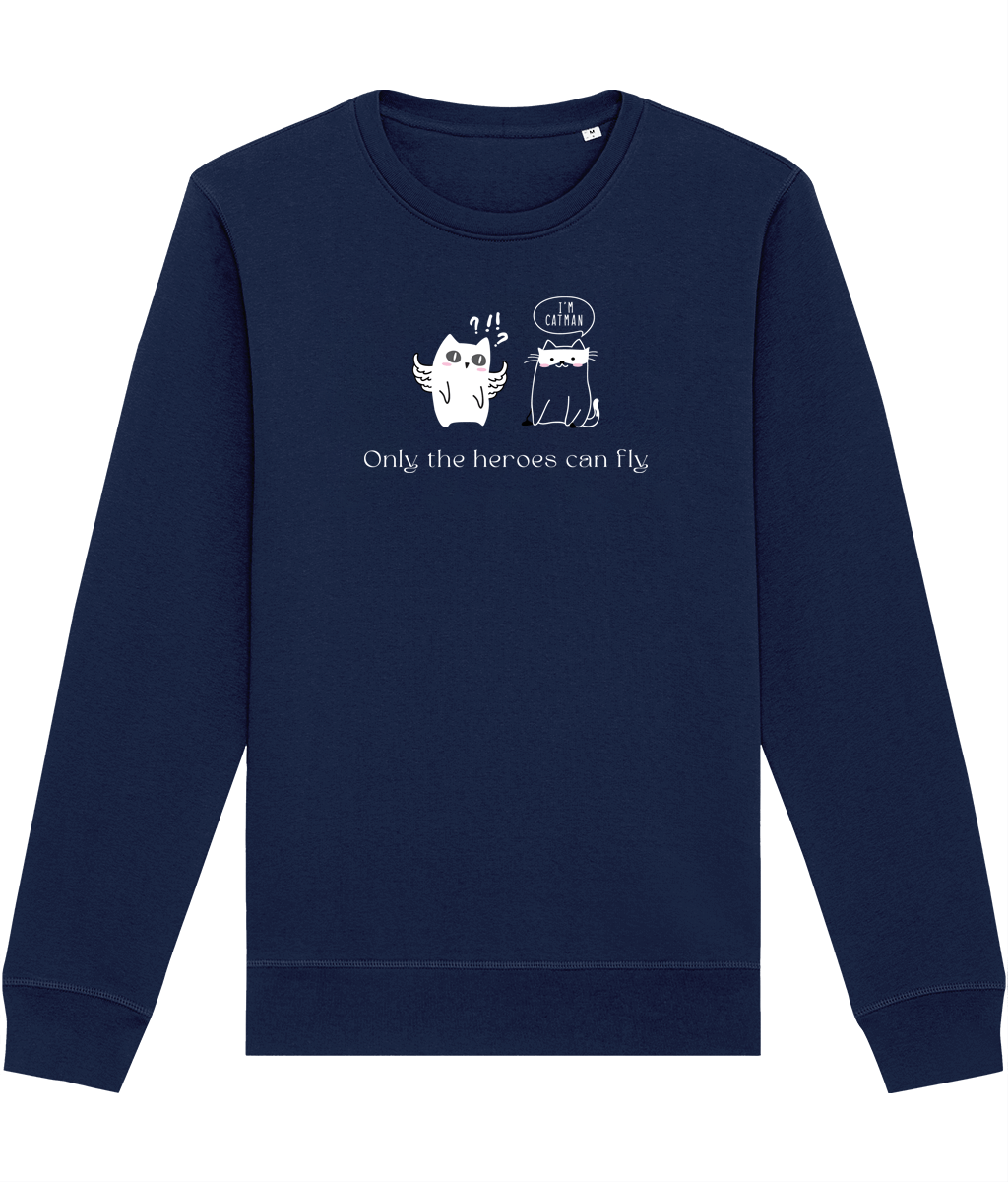 Organic Cotton 'Cat Heroes' Funny Cat Sweatshirt - Cat Sweatshirt