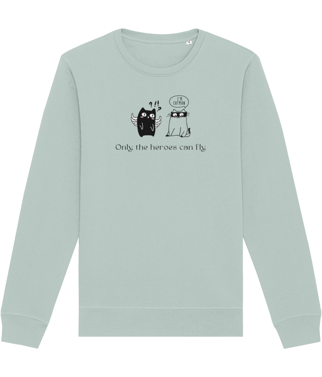 Organic Cotton 'Cat Heroes' Funny Cat Sweatshirt - Cat Sweatshirt