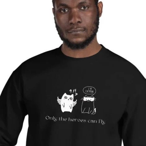 Organic Cotton 'Cat Heroes' Funny Cat Sweatshirt - Cat Sweatshirt