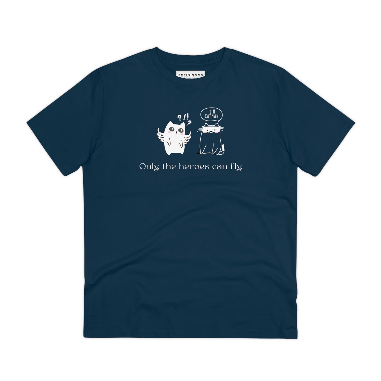 Organic Cotton 'Cat Heroes' Funny Cat T-shirt - Fun Cat T shirt