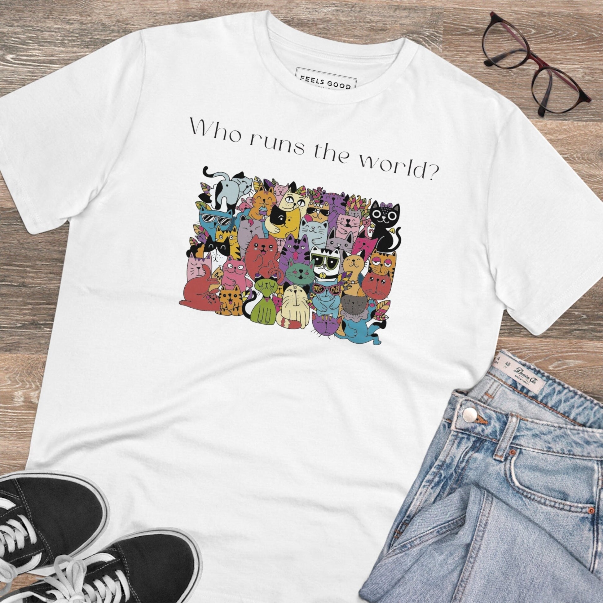 Organic Cotton 'Cats Run The World' Funny Cat T-shirt - Fun Cat T shirt