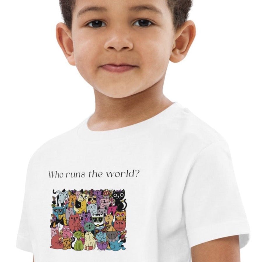 Organic Cotton 'Cats Run The World' Kids Funny Cat T-shirt - Funny Animal Shirt