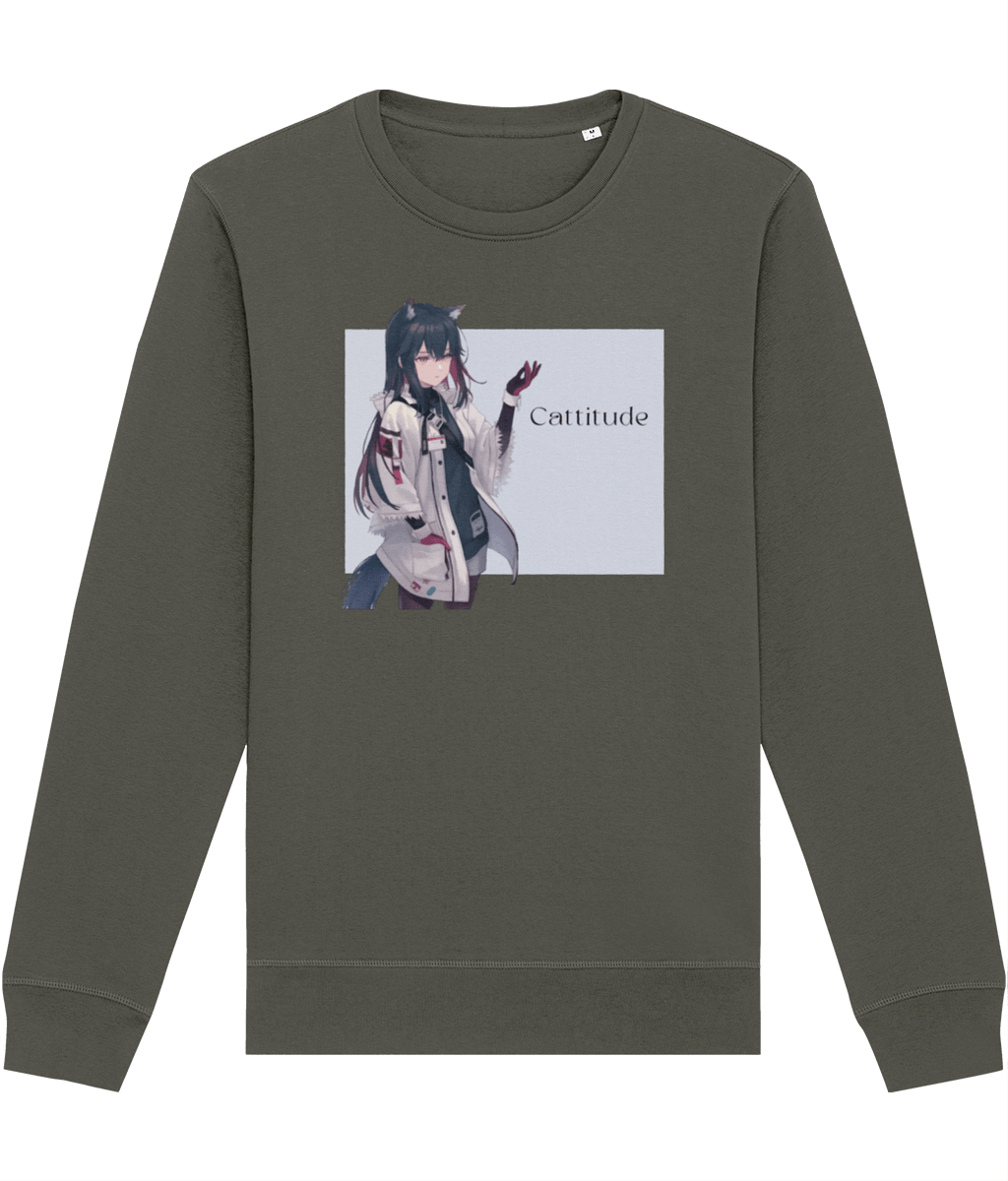 Organic Cotton 'Cattitude' Funny Cat Sweatshirt - Cat Sweatshirt