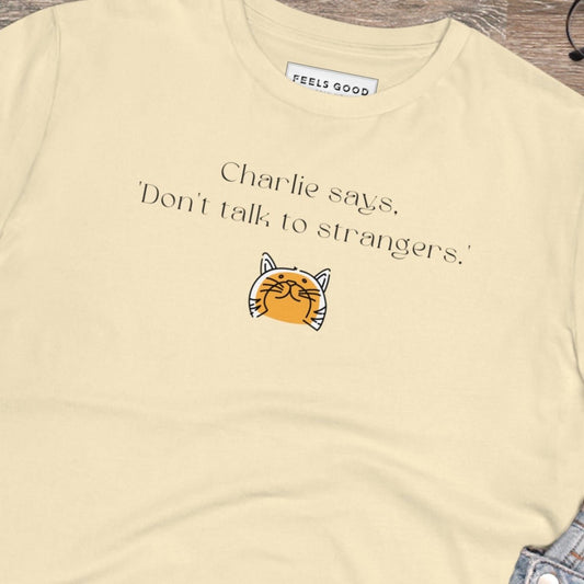 Organic Cotton 'Charlie Says' Funny Cat T-shirt - Fun Cat Tee