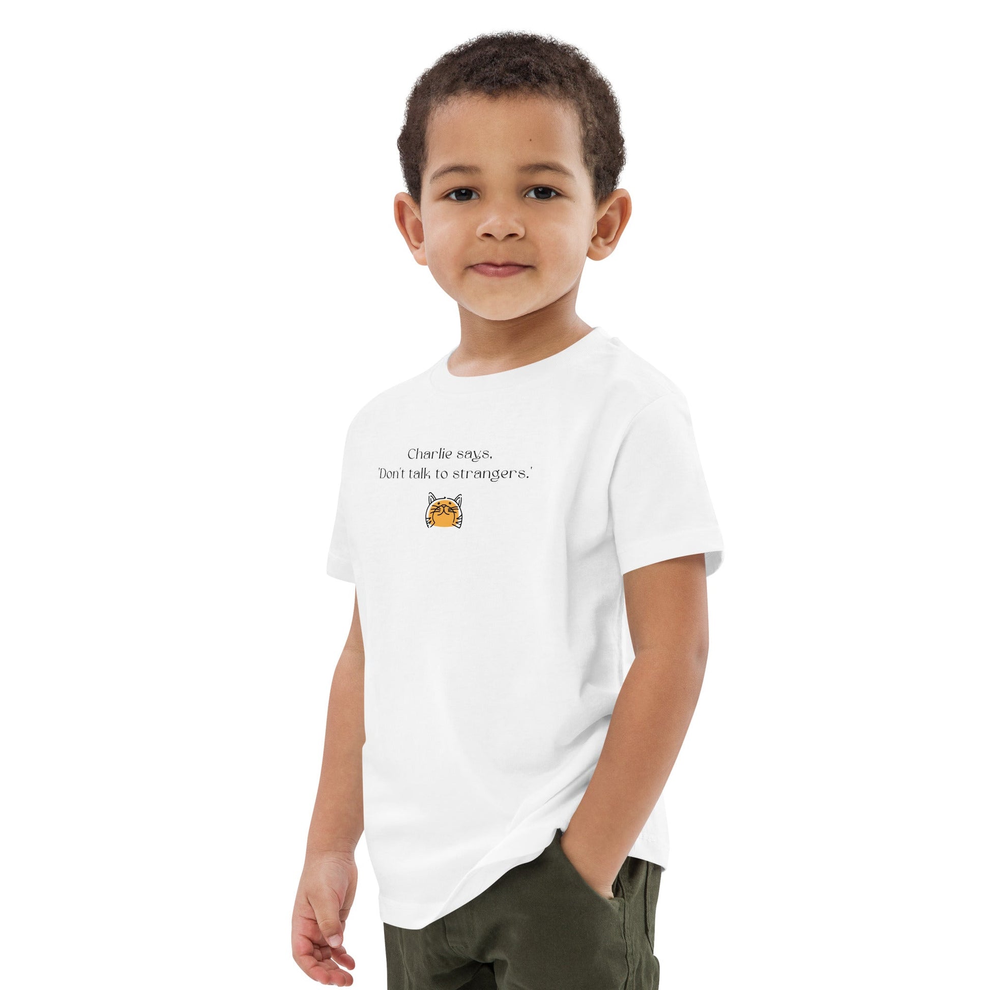 Organic Cotton 'Charlie Says' Kids Funny Cat T-shirt - Funny Animal Shirt