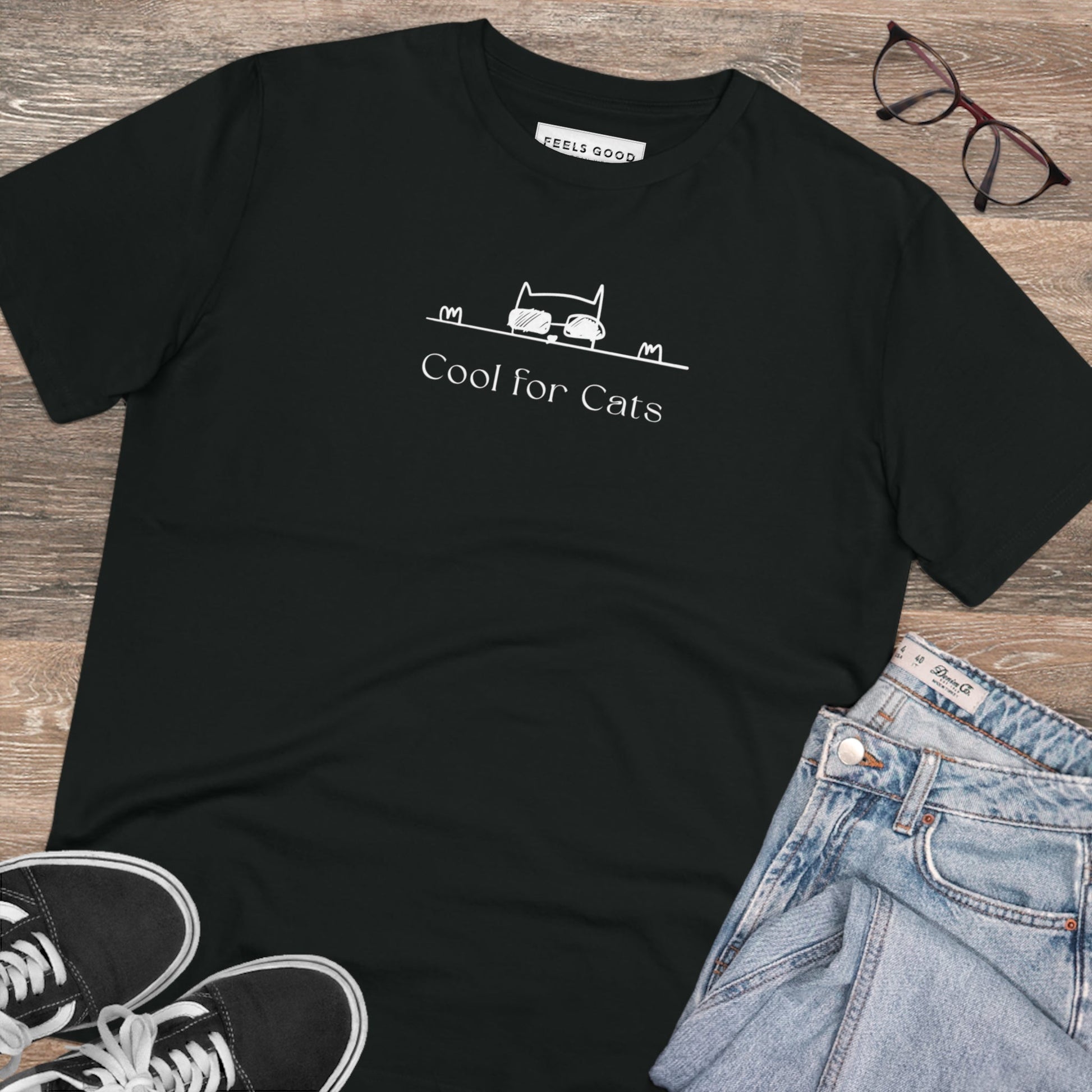 Organic Cotton 'Cool For Cats' Funny Cat T-shirt - Fun Cat T shirt