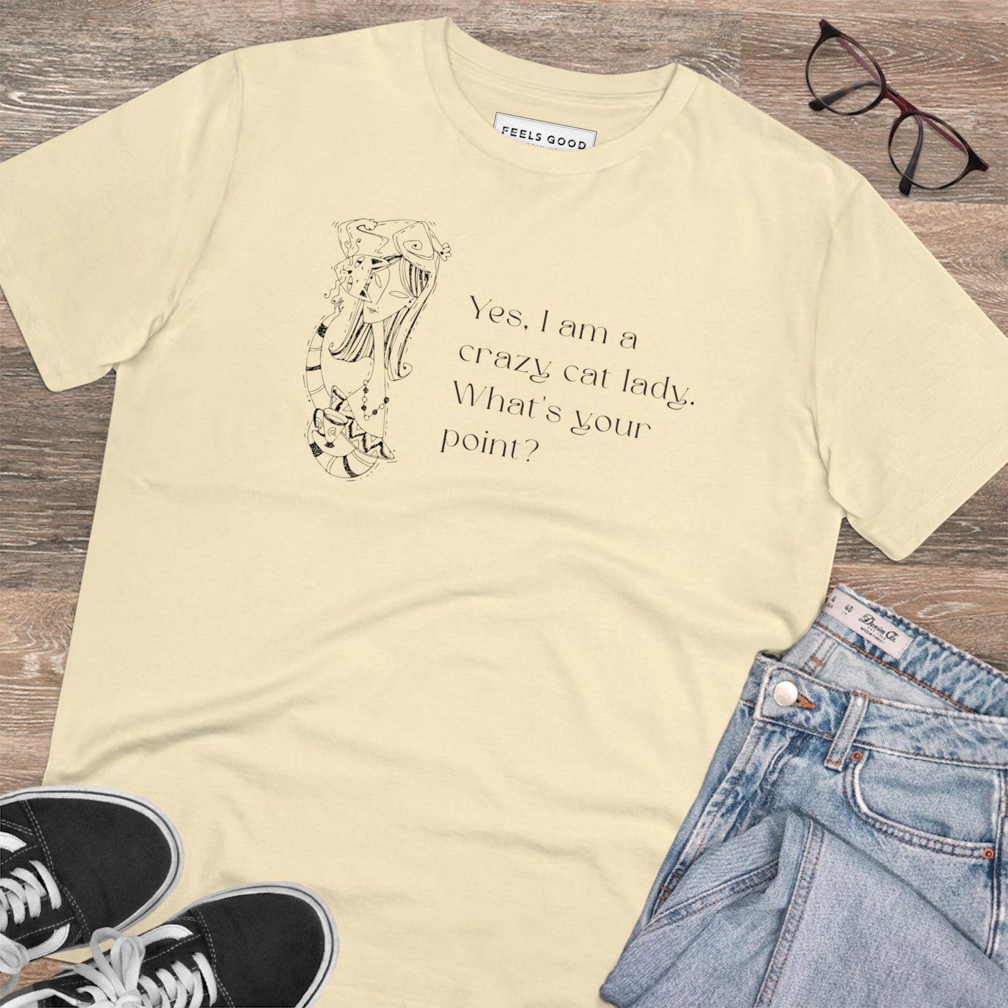 Organic Cotton 'Crazy Cat Lady' Funny Cat T-shirt - Fun Cat T shirt