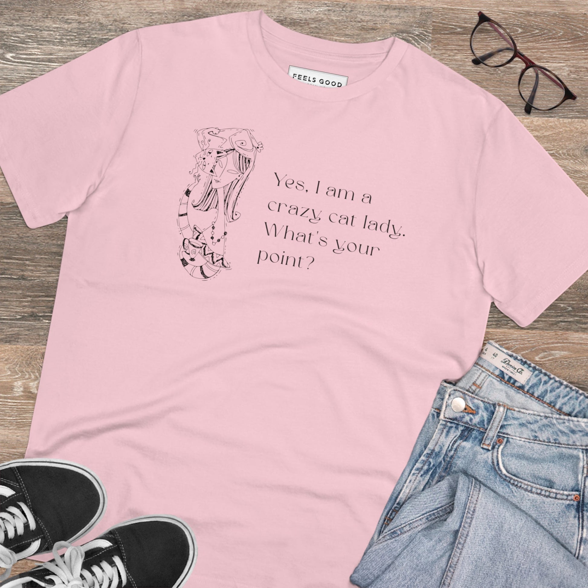 Organic Cotton 'Crazy Cat Lady' Funny Cat T-shirt - Fun Cat T shirt