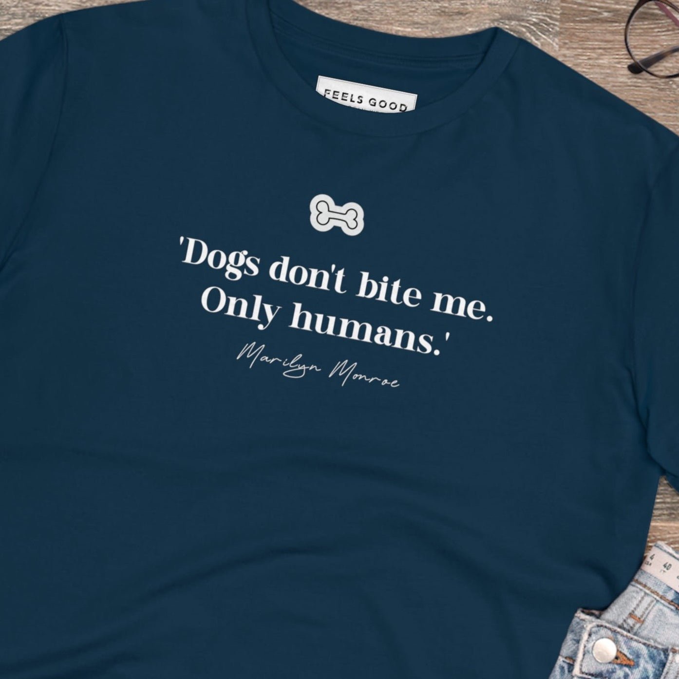 Organic Cotton 'Dogs Don't Bite' Marilyn Dog T-shirt - Fun Dog T shirt