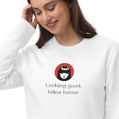 Organic Cotton 'Feline Better' Funny Cat Sweatshirt - Cat Sweatshirt