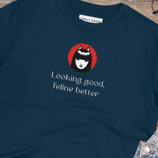 Organic Cotton 'Feline Better' Funny Cat T-shirt - Fun Cat T shirt