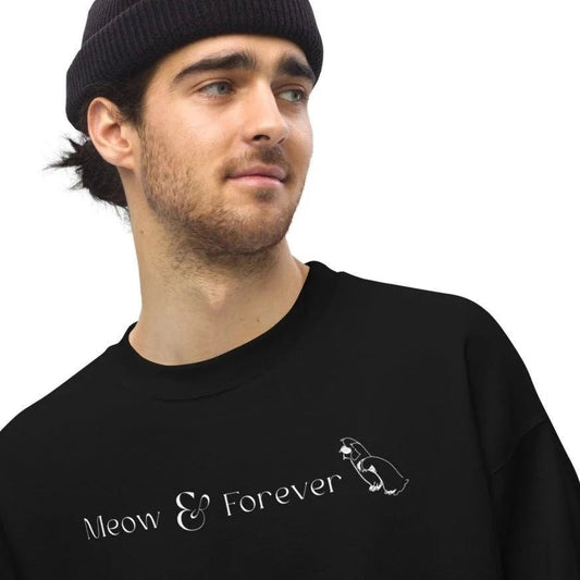 Organic Cotton 'Meow & Forever' Funny Cat Sweatshirt - Cat Sweatshirt