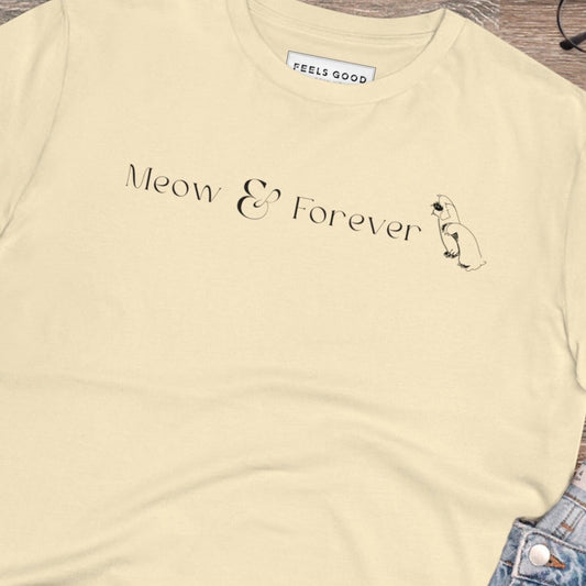 Organic Cotton 'Meow & Forever' Funny Cat T-shirt - Fun Cat T shirt