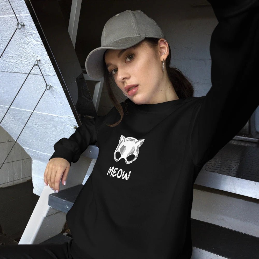 Organic Cotton 'Meow' Funny Cat Sweatshirt - Cat Sweatshirt