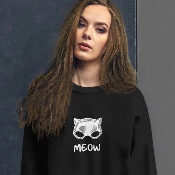 Organic Cotton 'Meow' Funny Cat Sweatshirt - Cat Sweatshirt