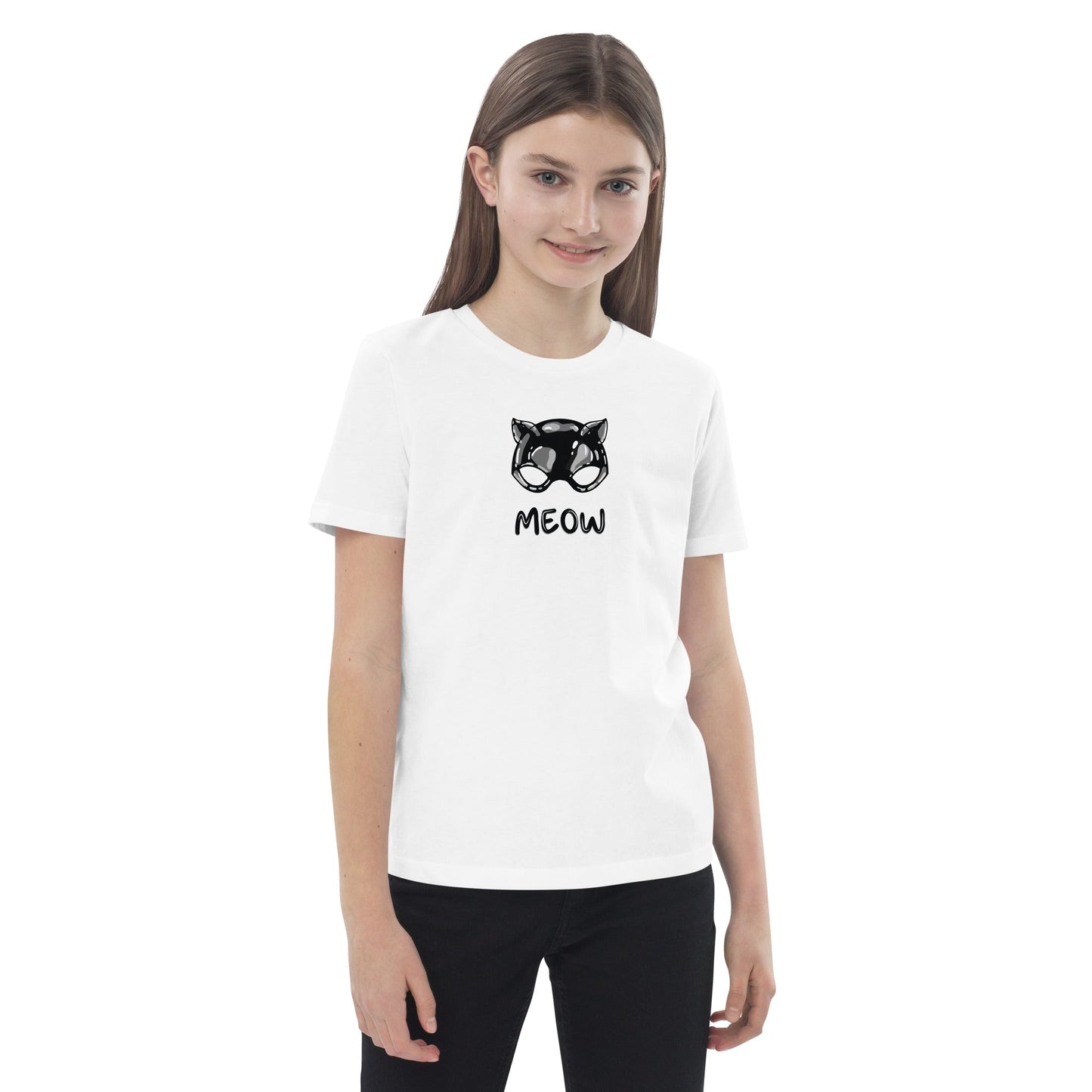 Organic Cotton 'Meow' Kids Funny Cat T-shirt - Funny Animal Shirt