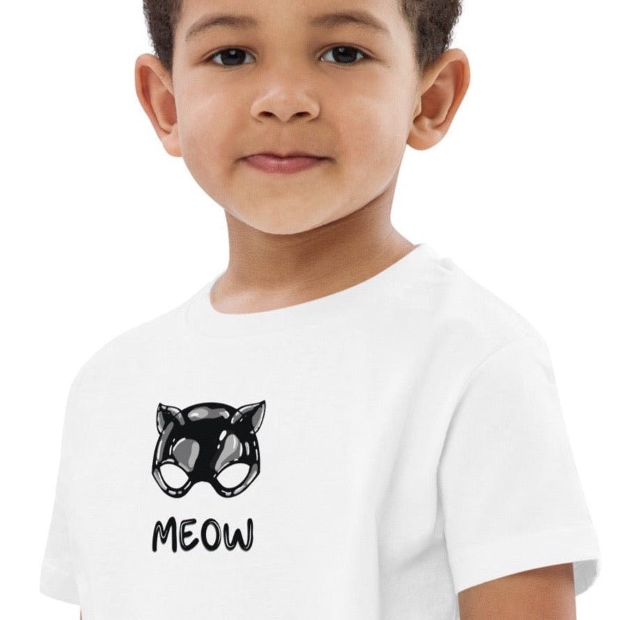 Organic Cotton 'Meow' Kids Funny Cat T-shirt - Funny Animal Shirt