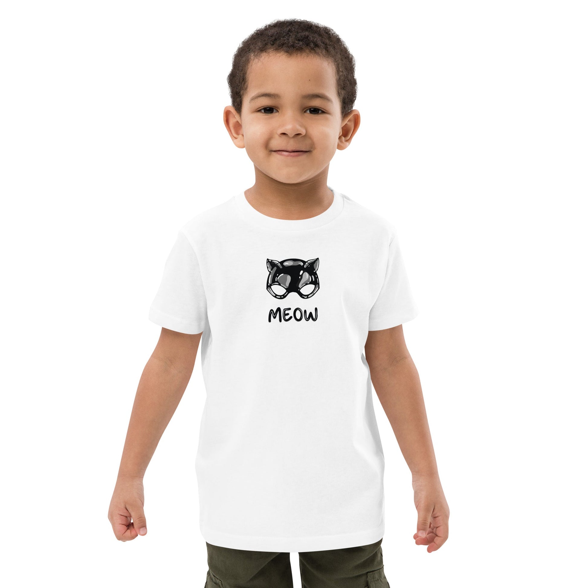 Organic Cotton 'Meow' Kids Funny Cat T-shirt - Funny Animal Shirt