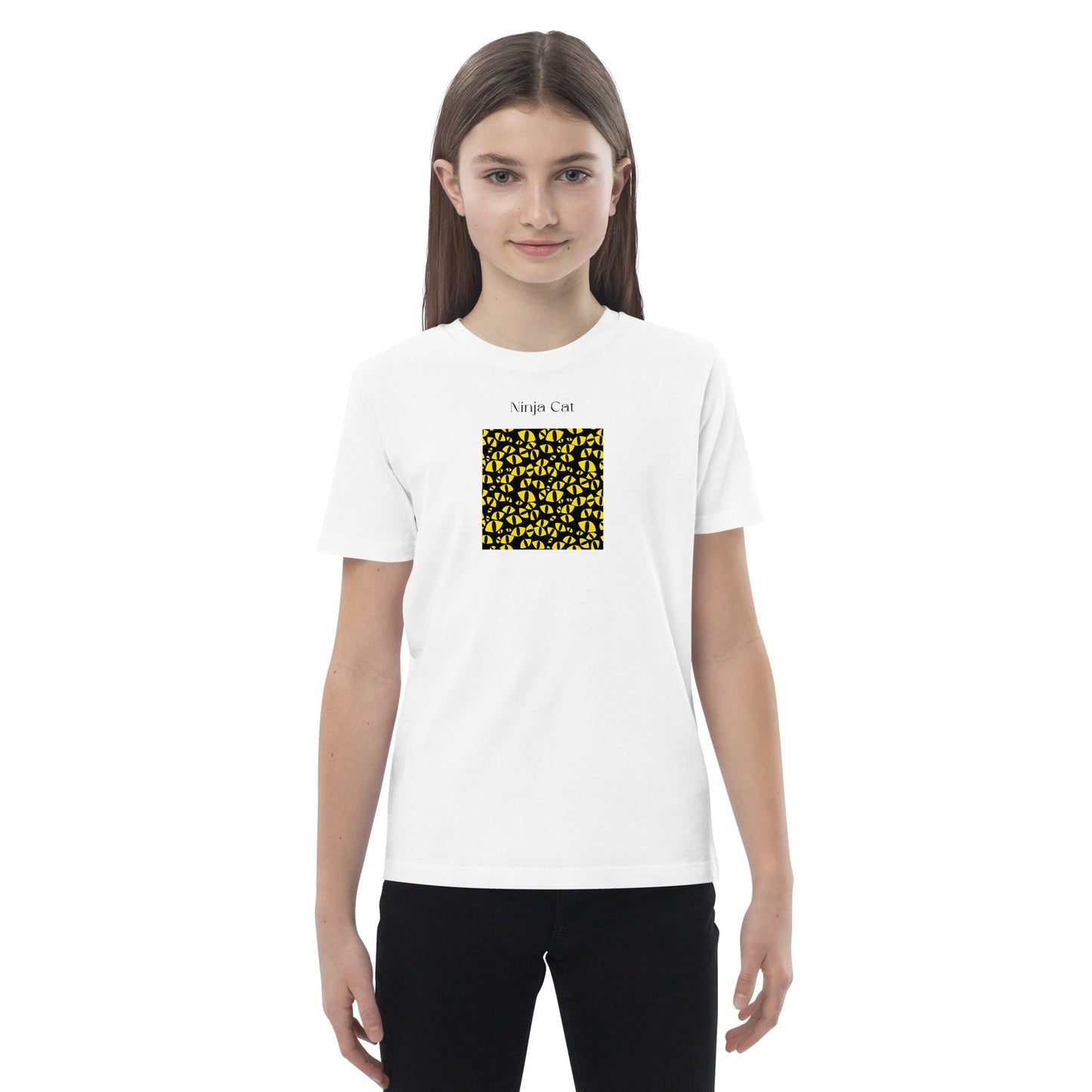 Organic Cotton 'Ninja Cat' Kids Funny Cat T-shirt - Funny Animal Shirt
