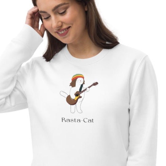 Organic Cotton 'Rasta Cat' Funny Cat Sweatshirt - Cat Sweatshirt