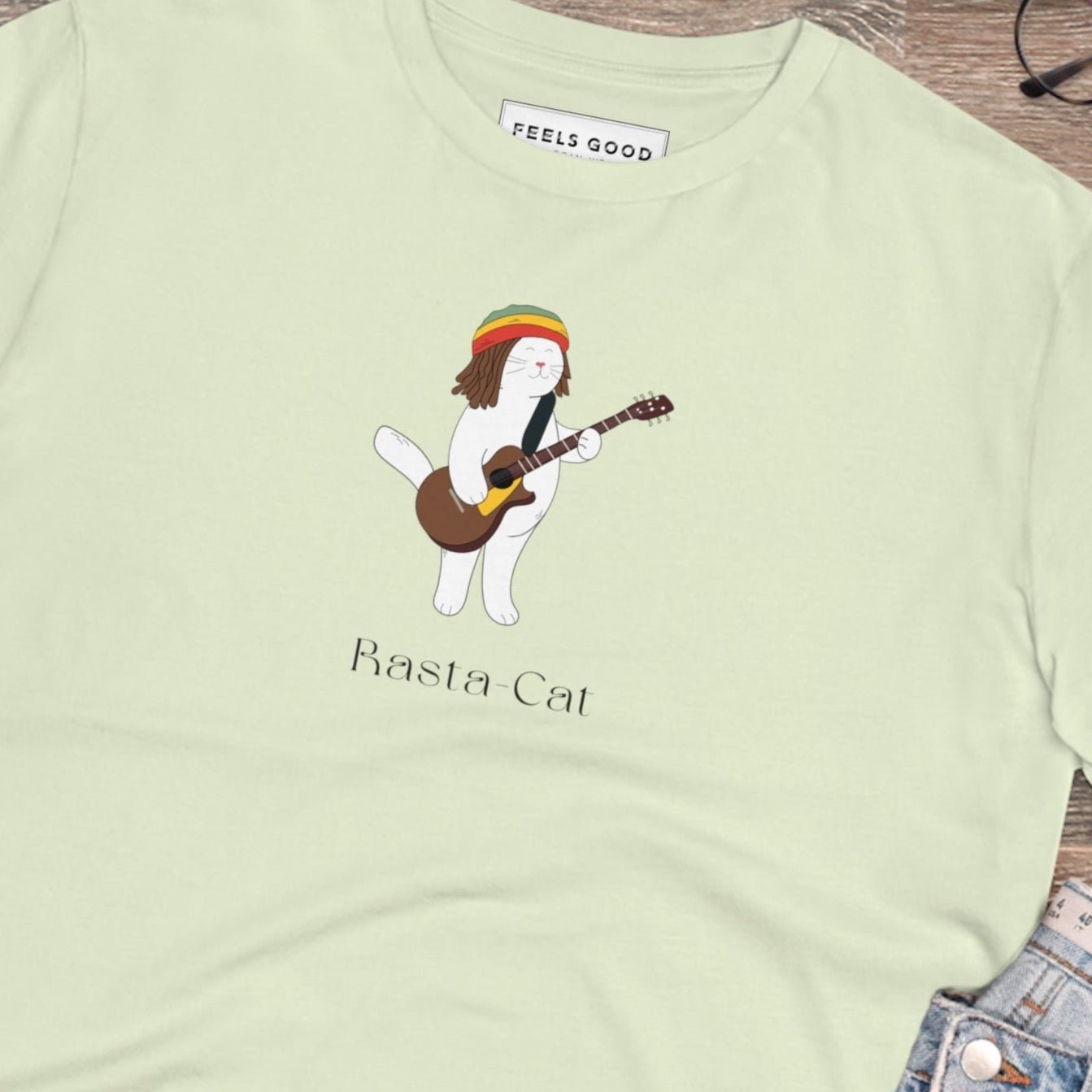 Organic Cotton 'Rasta Cat' Funny Cat T-shirt - Fun Cat T shirt