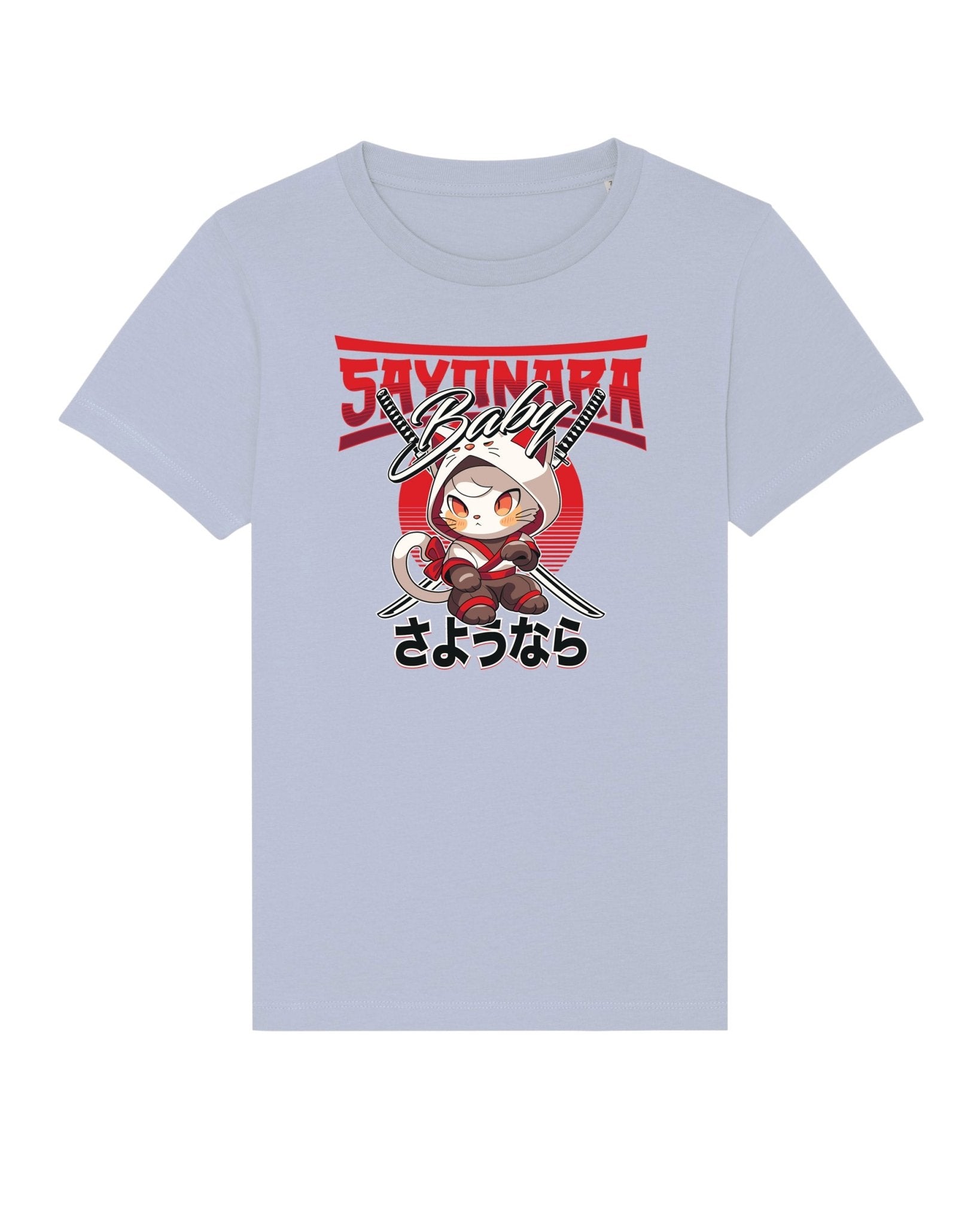 Organic Cotton 'Sayonara' Japanese Kids Funny Cat T-shirt - Funny Animal Shirt