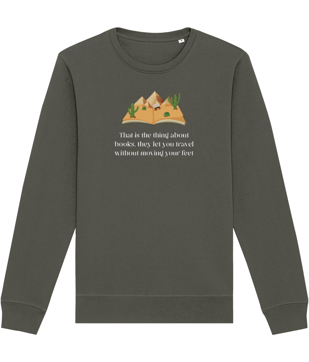 Organic Cotton 'The Book Traveller' Books Sweatshirt - Book Traveller