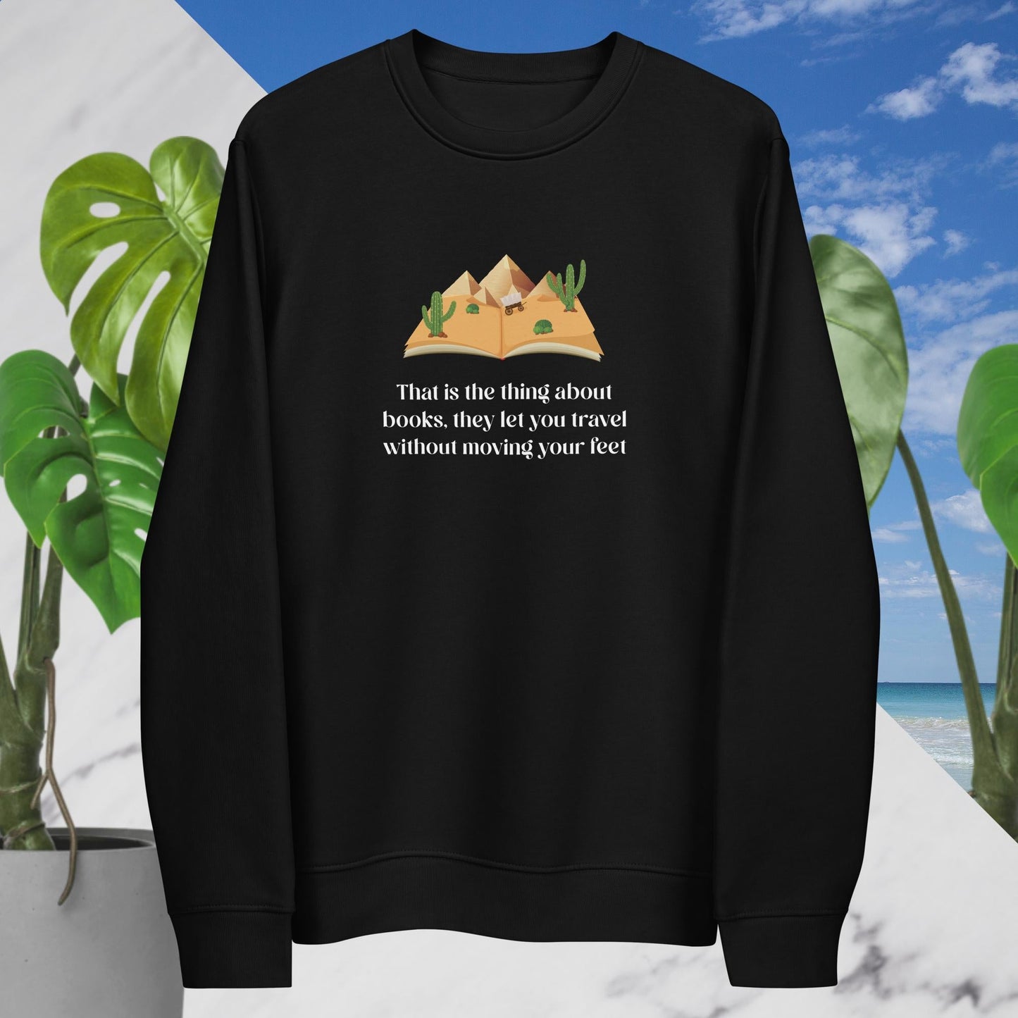 Organic Cotton 'The Book Traveller' Books Sweatshirt - Book Traveller