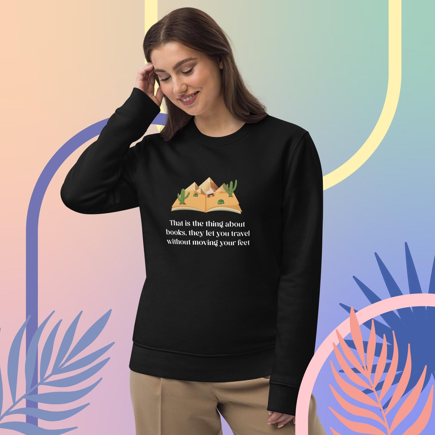 Organic Cotton 'The Book Traveller' Books Sweatshirt - Book Traveller