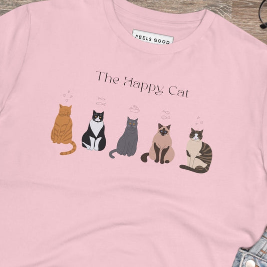 Organic Cotton 'The Happy Cat' Funny Cat T-shirt - Fun Cat T shirt