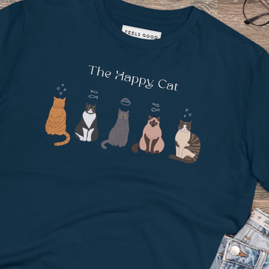 Organic Cotton 'The Happy Cat' Funny Cat T-shirt - Fun Cat T shirt