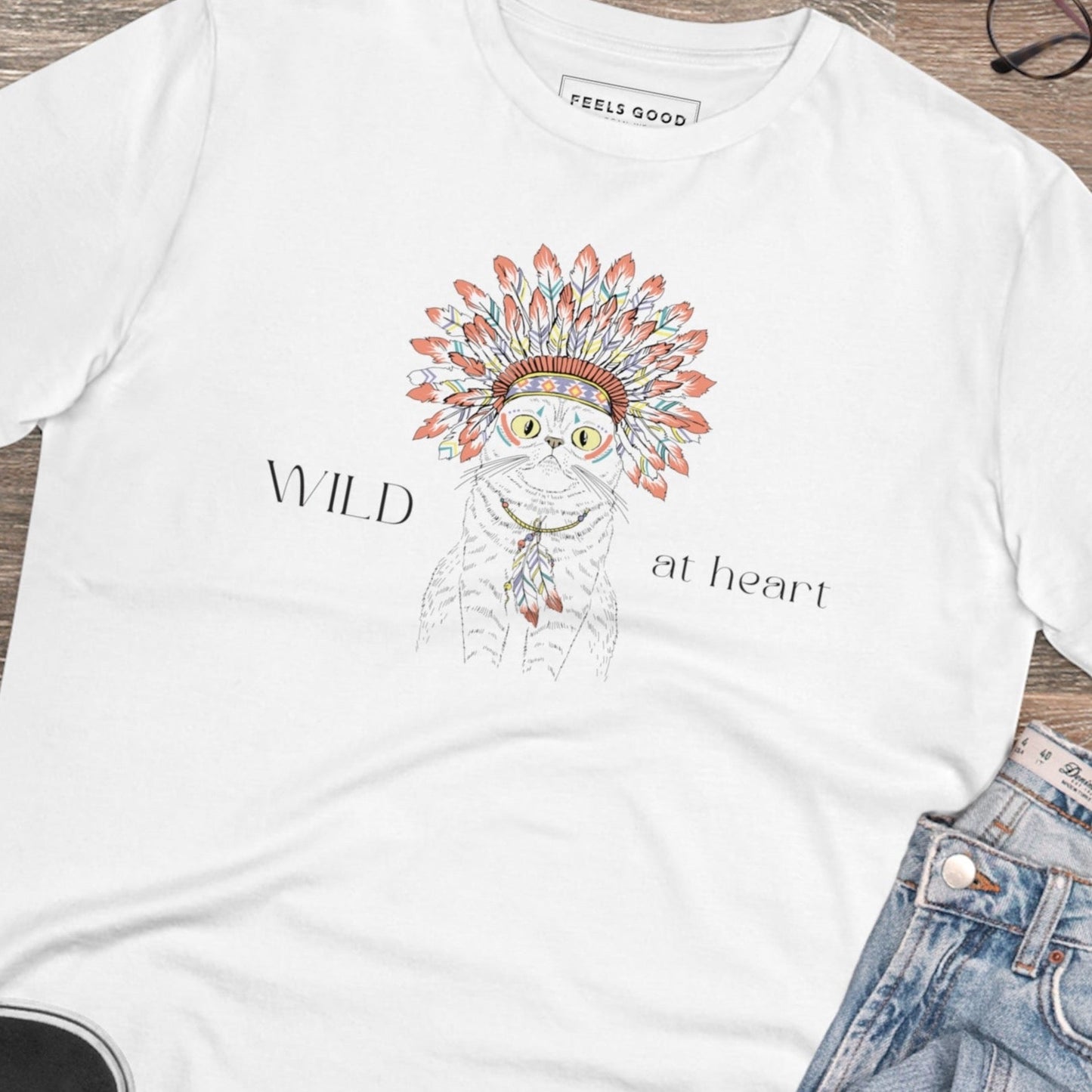 Organic Cotton 'Wild At Heart' Funny Cat T-shirt - Fun Cat T shirt