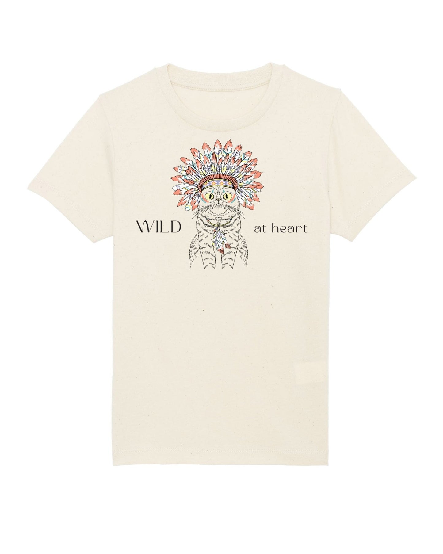 Organic Cotton 'Wild At Heart' Kids Funny Cat T-shirt - Funny Animal Shirt