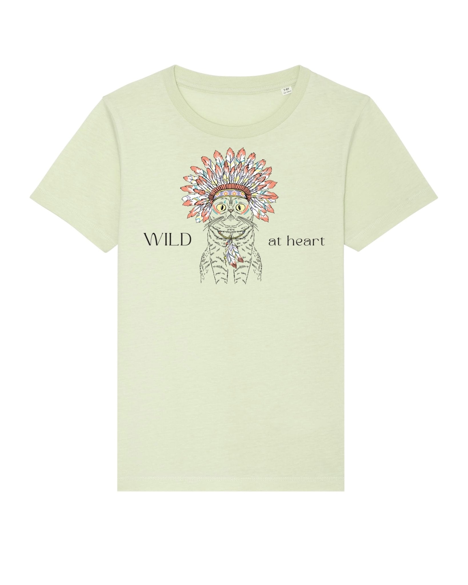 Organic Cotton 'Wild At Heart' Kids Funny Cat T-shirt - Funny Animal Shirt