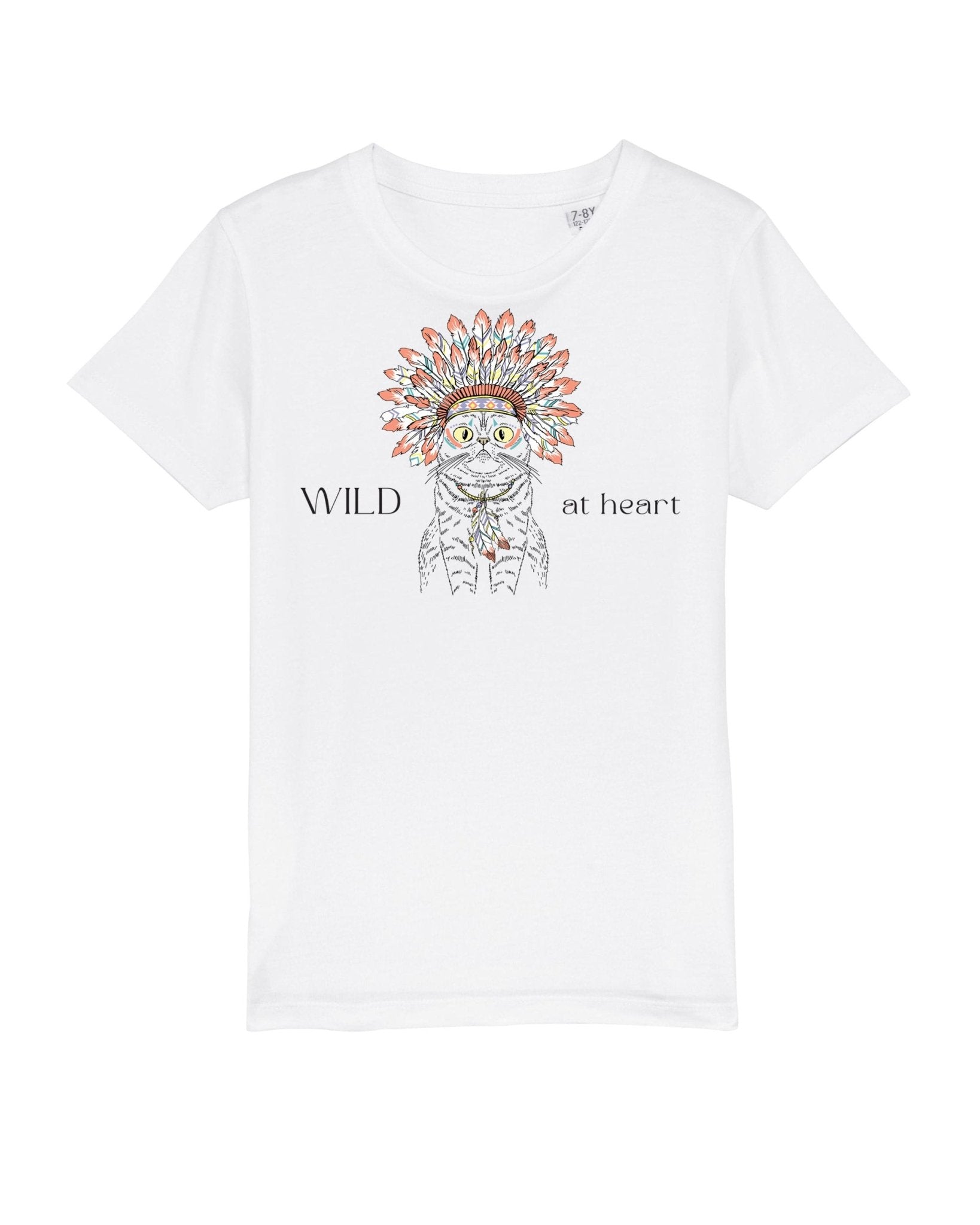 Organic Cotton 'Wild At Heart' Kids Funny Cat T-shirt - Funny Animal Shirt